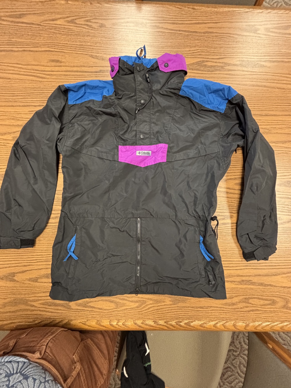 Vintage Columbia Windbreaker Jacket Mens M Black Blue Purple Colorblock 90s